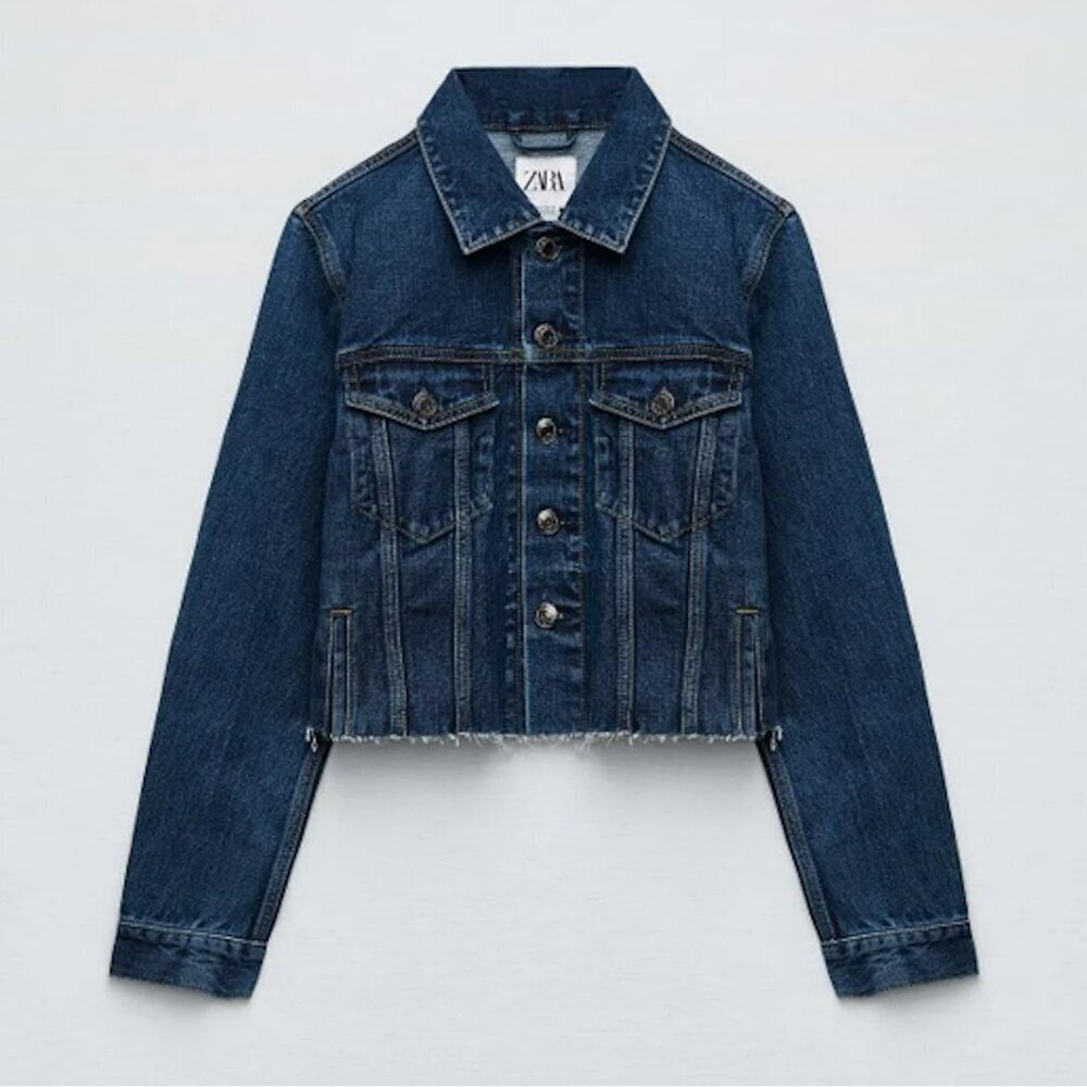 NWT New Zara Cropped Denim Jacket Size S